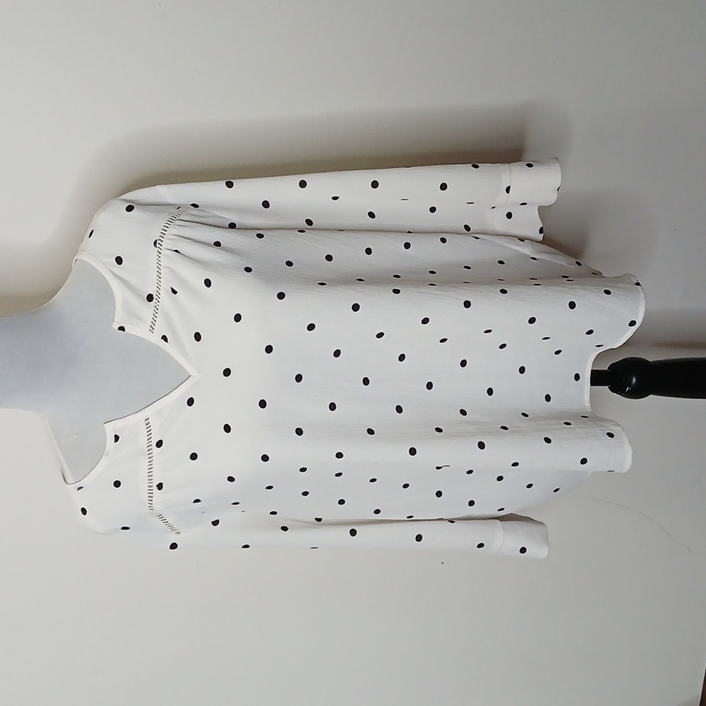 Fever women's slit collar polka dot quarter sleeve blouse size large